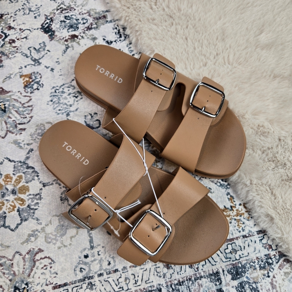 Torrid Double Buckle Slide Tan Beige Women US 7WW
